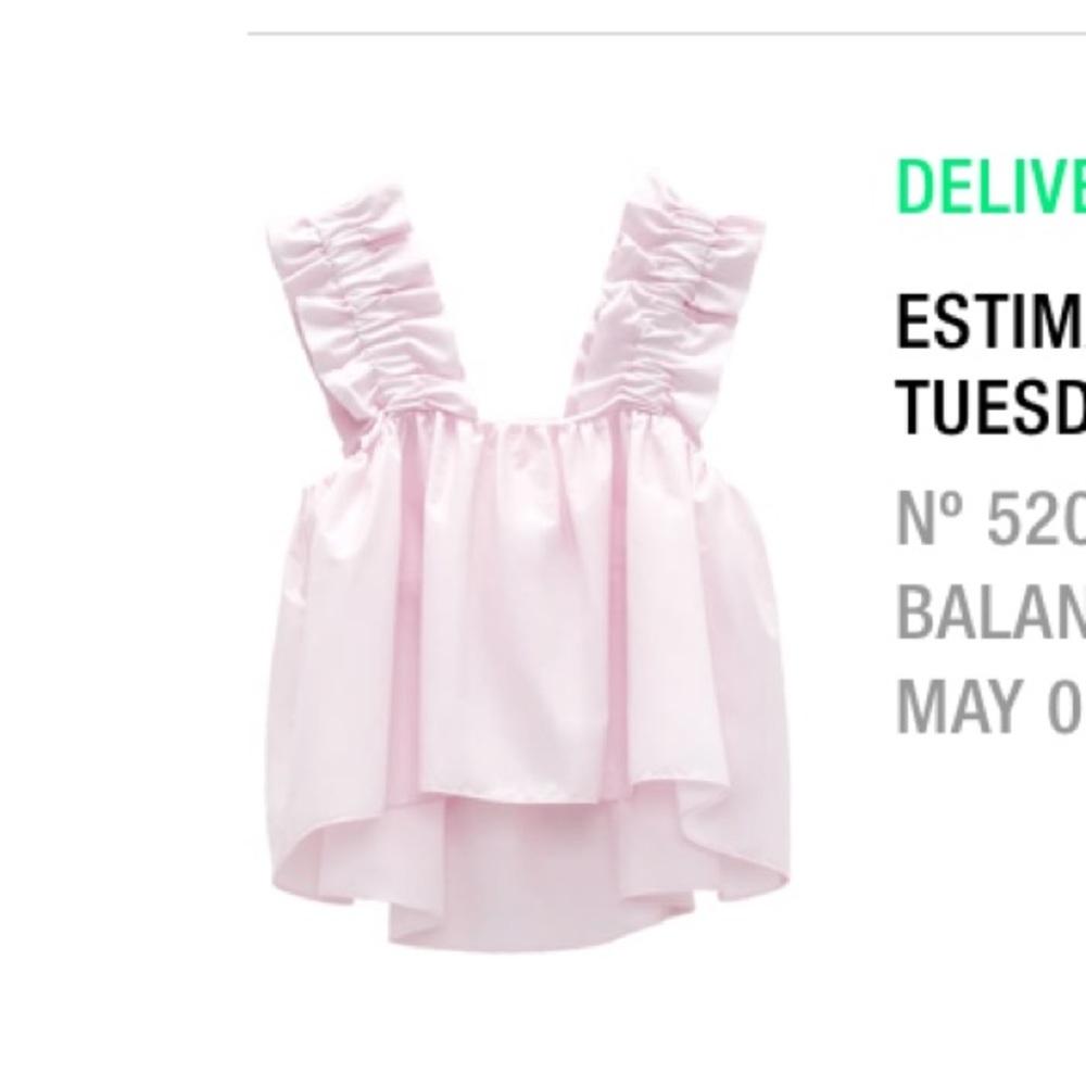 zara pink ruffle tank